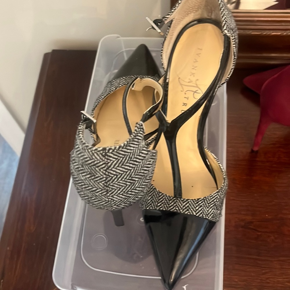 Ivanka Trump Tweed and Patent heels Size 7